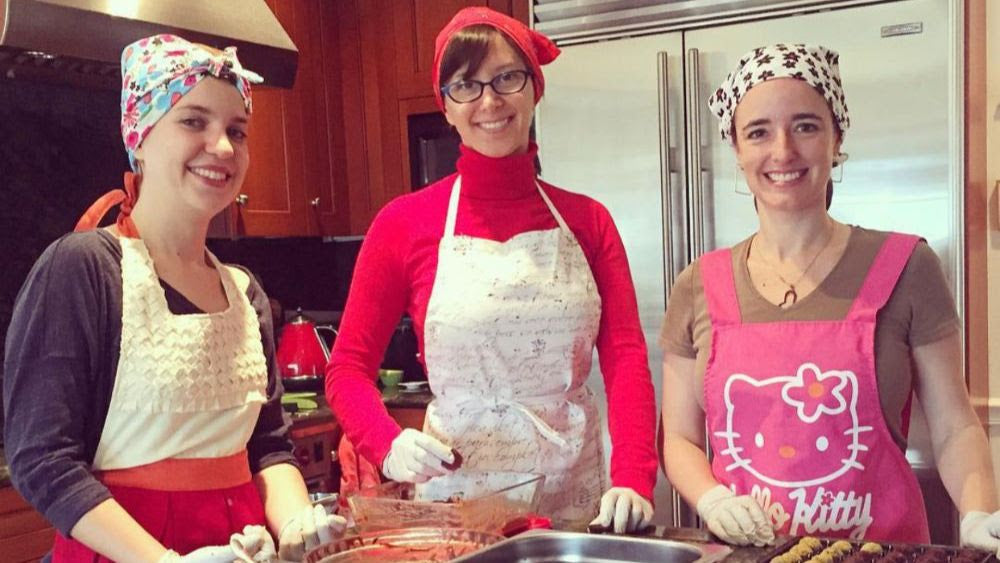 company holiday party ideas: chocolate team building workshop group