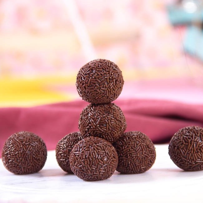 stack of milk chocolate brigadeiros